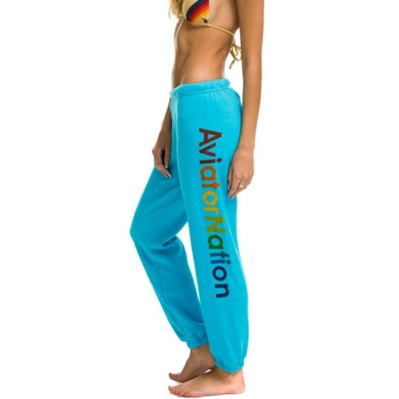 AVIATOR NATION SWEATPANTS  NEON BLUE Malibu, CA Medium EUC $156.00 - Picture 5 of 13